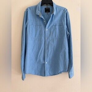 Calvin Klein men's L. Blue Cotton Blend Tencel Long Sleeve